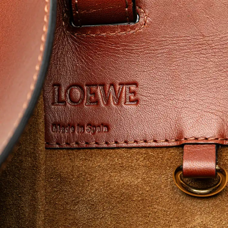 LOEWE Small Leather and Raffia Hammock Bag