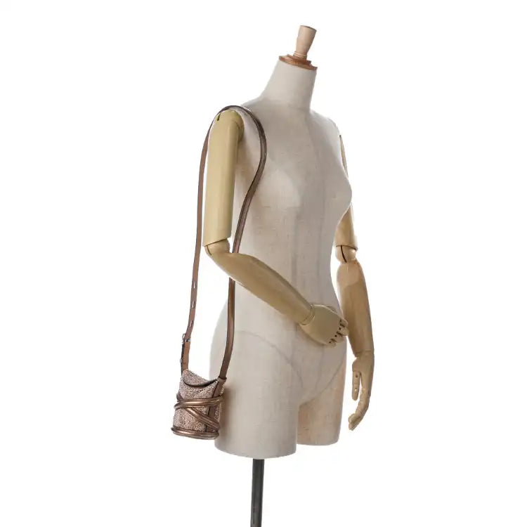 Alexander McQueen Calfskin Crystal Embellished The Curve Bucket Bag