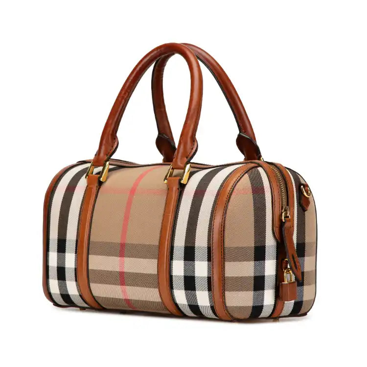 Burberry House Check Alchester Sactorial Canvas Boston Bag