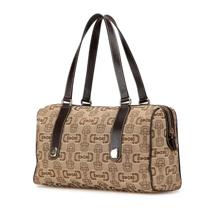 Gucci Canvas Horsebit Charmy Boston Bag