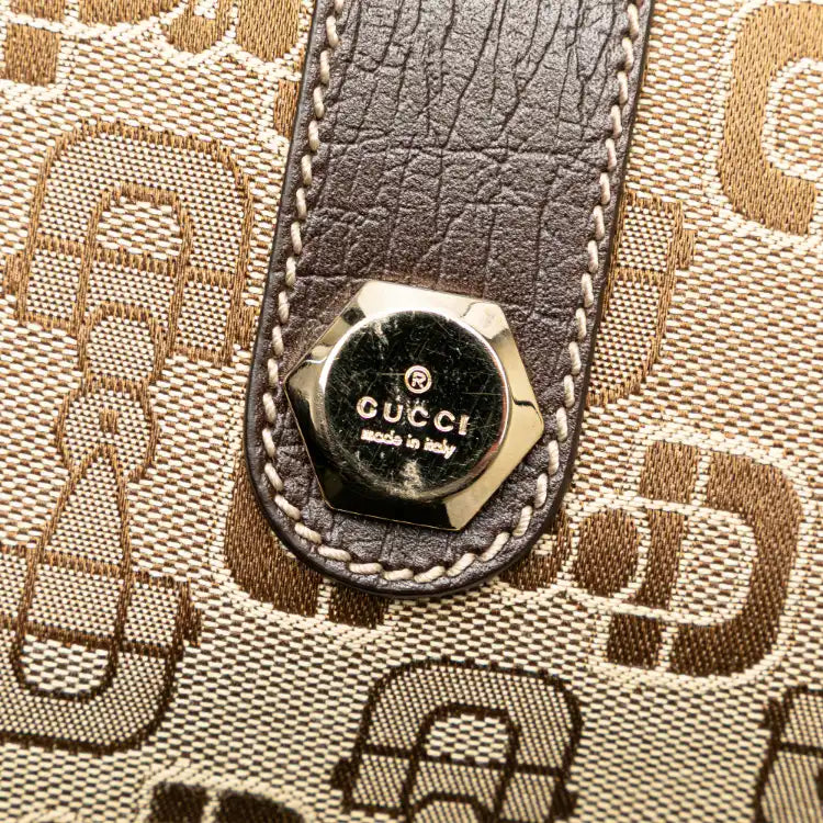 Gucci Canvas Horsebit Charmy Boston Bag