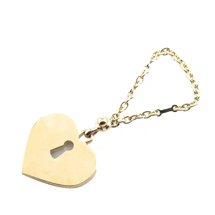 Chanel Gold Plated Rhinestone CC Heart Charm