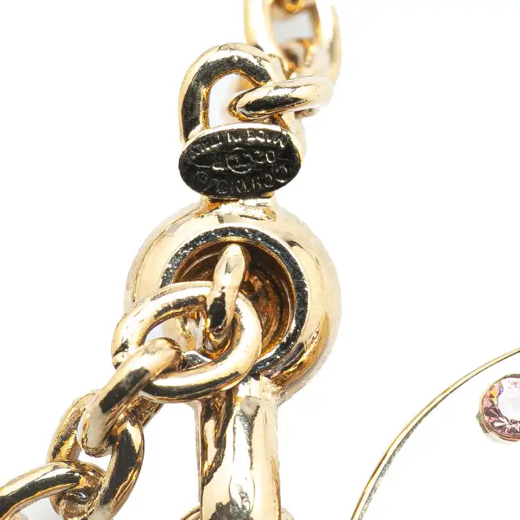 Chanel Gold Plated Rhinestone CC Heart Charm