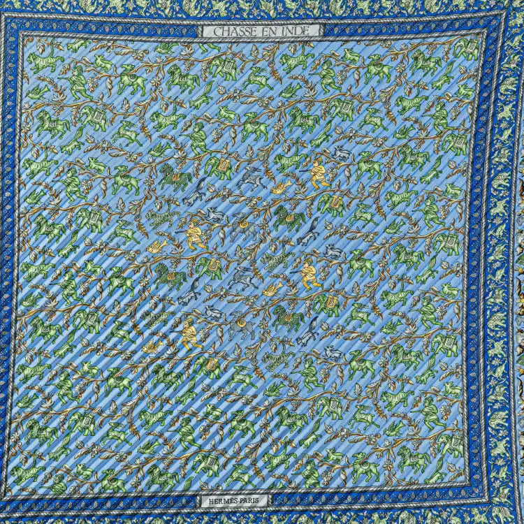 Hermès Chasse En Inde Silk Plisse Scarf