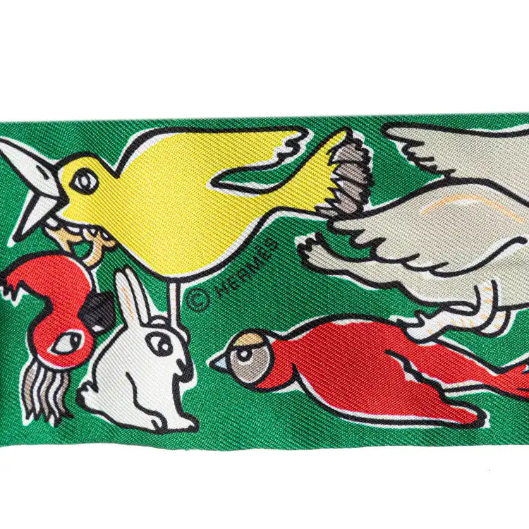 Hermès Mille et Un Lapins Silk Twilly Scarf