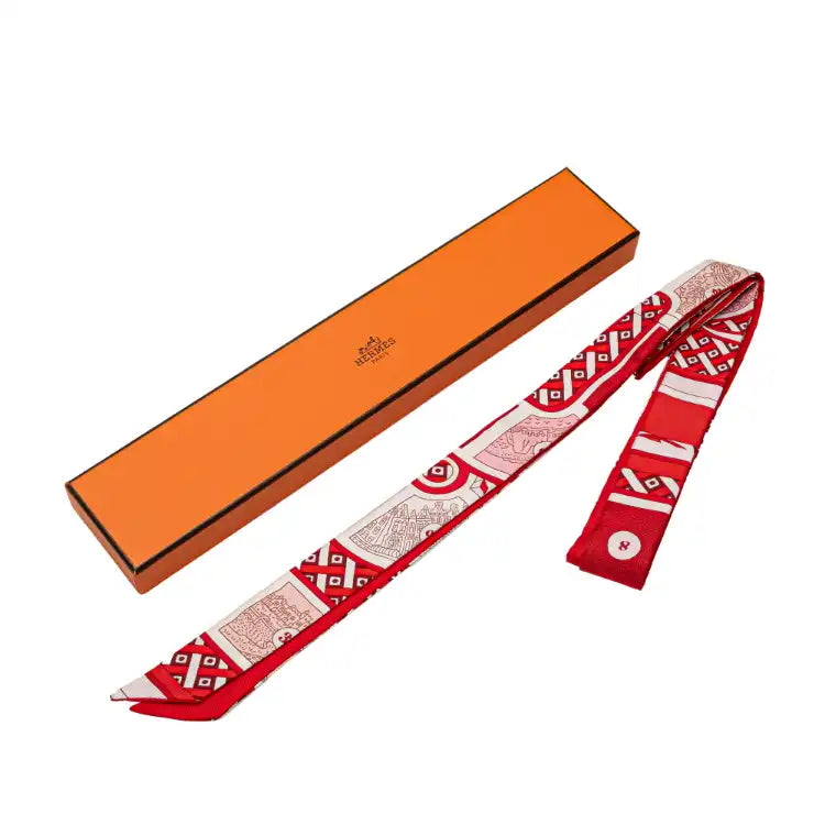 Hermès Le Tour Du Monde Twilly Silk Scarf