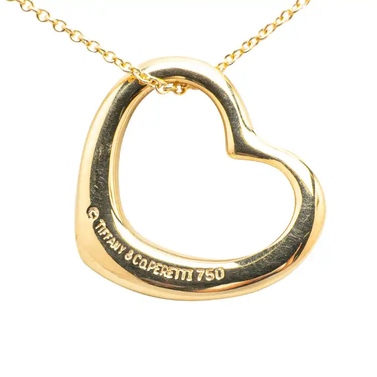 Tiffany Elsa Peretti 18K Yellow Gold Open Heart Pendant Necklace
