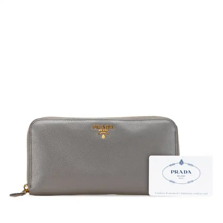 Prada Vitello Daino Zip Around Long Wallet
