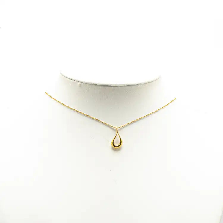 Tiffany Elsa Peretti 18K Yellow Gold Open Teardrop Pendant Necklace