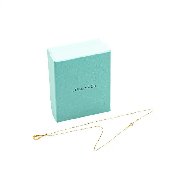 Tiffany Elsa Peretti 18K Yellow Gold Open Teardrop Pendant Necklace