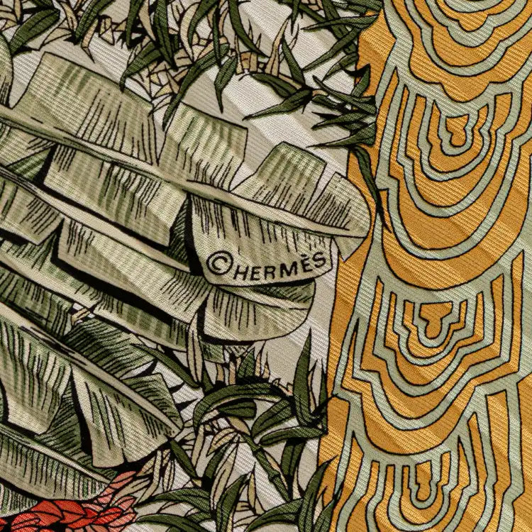 Hermès Les Legendes de L Arbre Pleated Silk Scarf