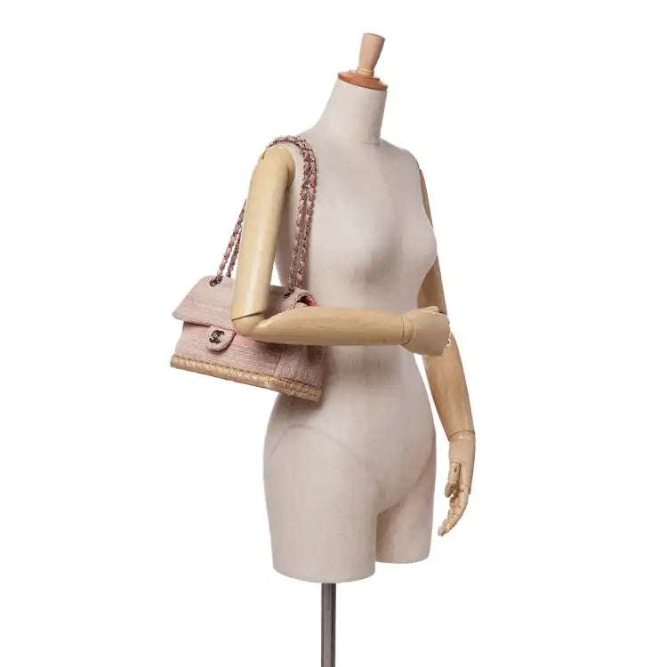 Chanel Quilted Cotton and Jute Espadrille Chain Flap