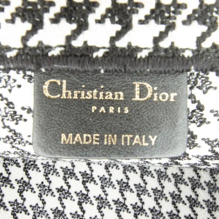 Dior Large Canvas Houndstooth Embroidered Book Tote