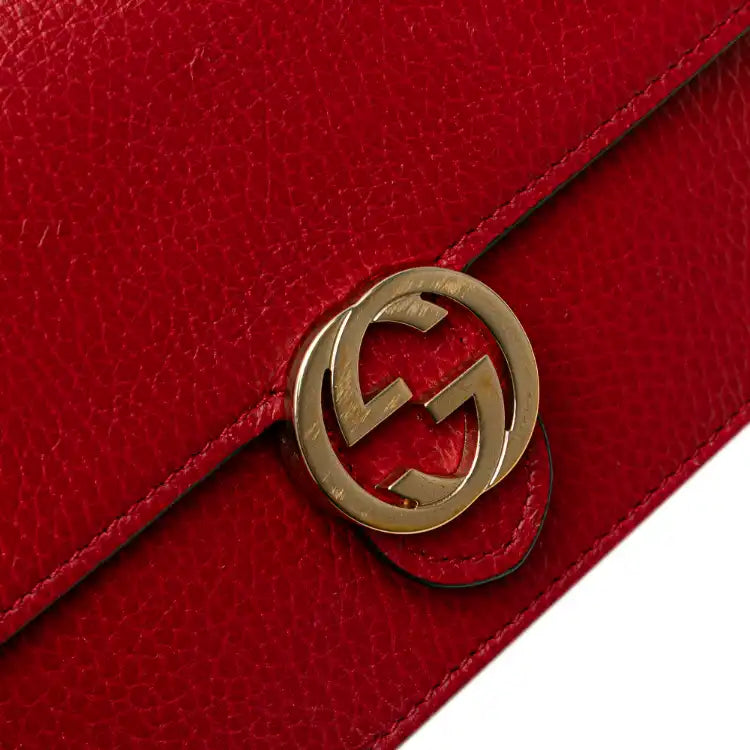 Gucci Leather Interlocking G Dollar Wallet on Chain