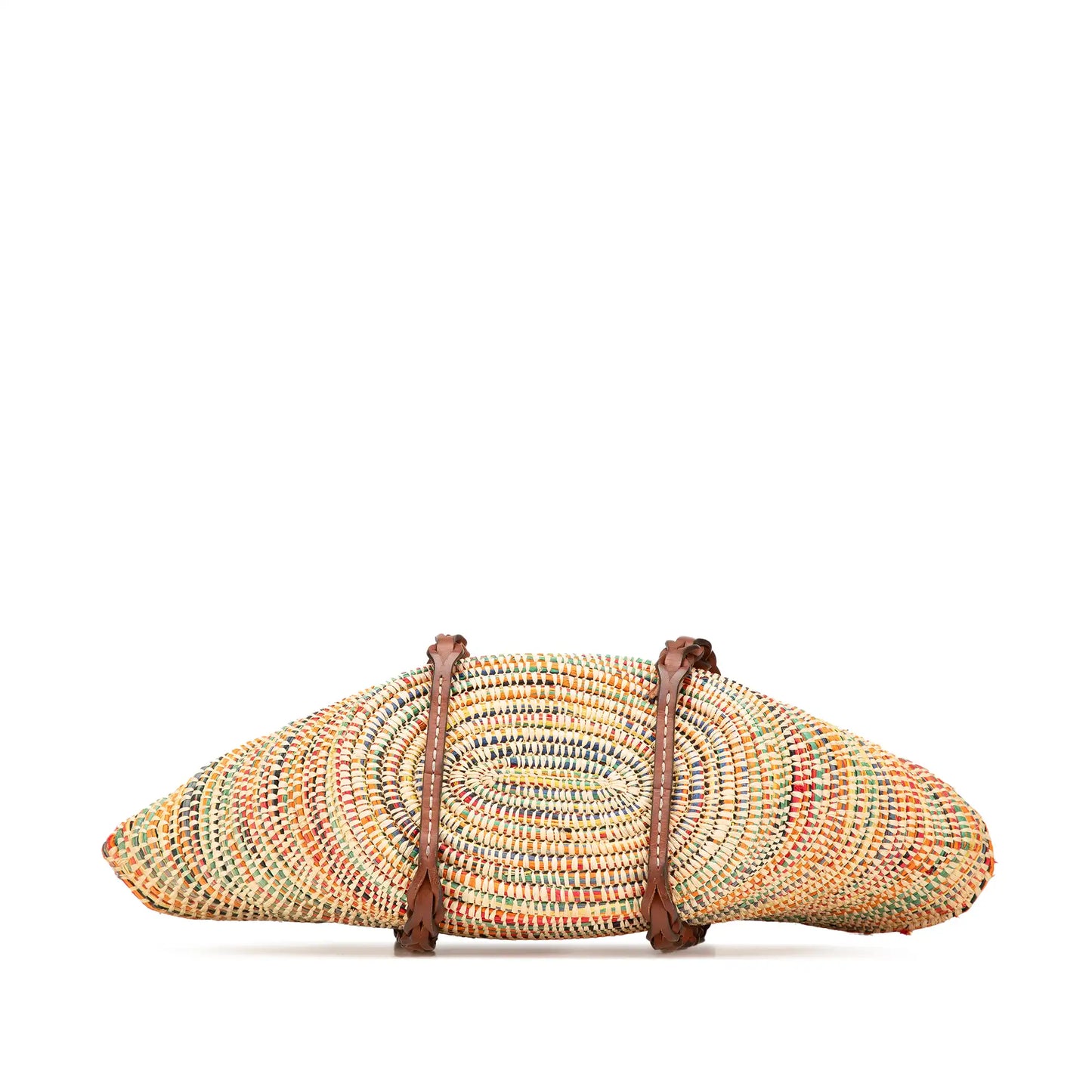 Prada Vitello Trimmed Raffia Paglia Basket Bag