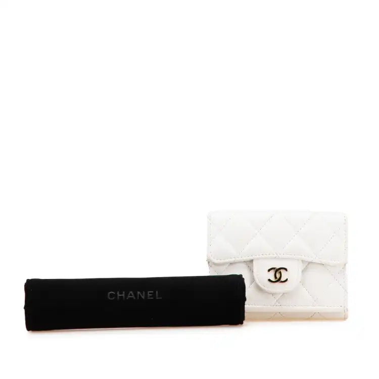 Chanel CC Quilted Caviar Trifold Flap Wallet