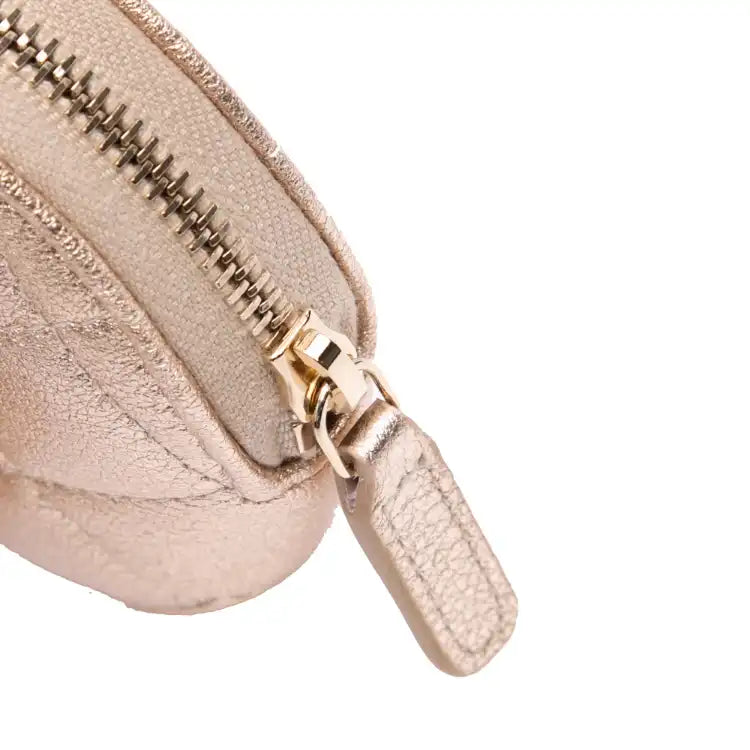 Chanel Metallic Quilted Lambskin Round Clip On Coin Purse Airpods Case