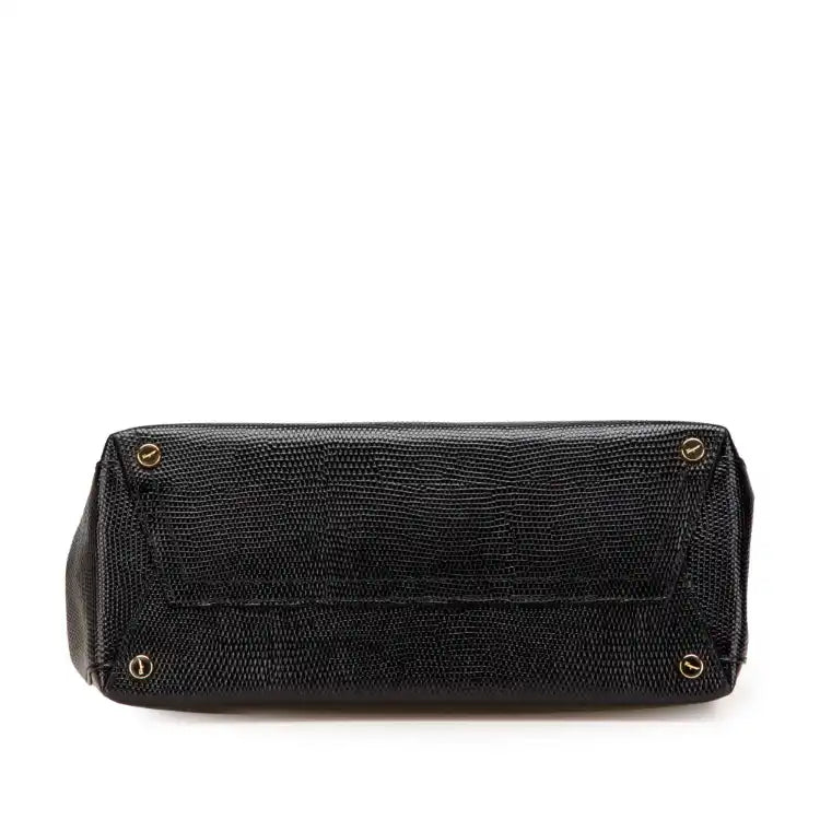 Ferragamo Embossed Lizard Leather Vara Bow Handbag