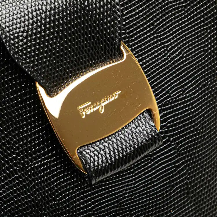 Ferragamo Embossed Lizard Leather Vara Bow Handbag