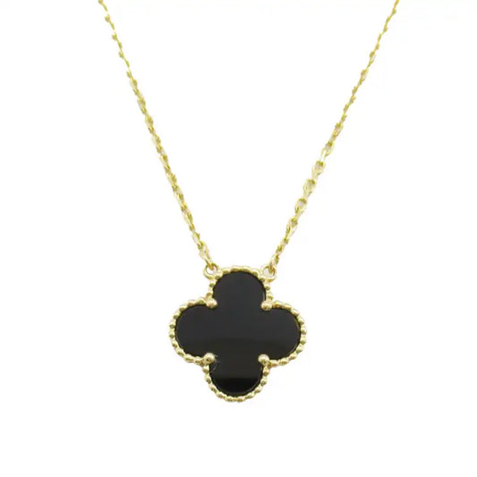 van cleef and arpels 18K Yellow Gold and Onyx Vintage Alhambra Pendant Necklace
