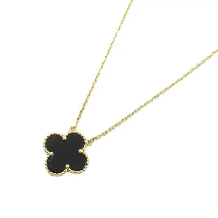 van cleef and arpels 18K Yellow Gold and Onyx Vintage Alhambra Pendant Necklace