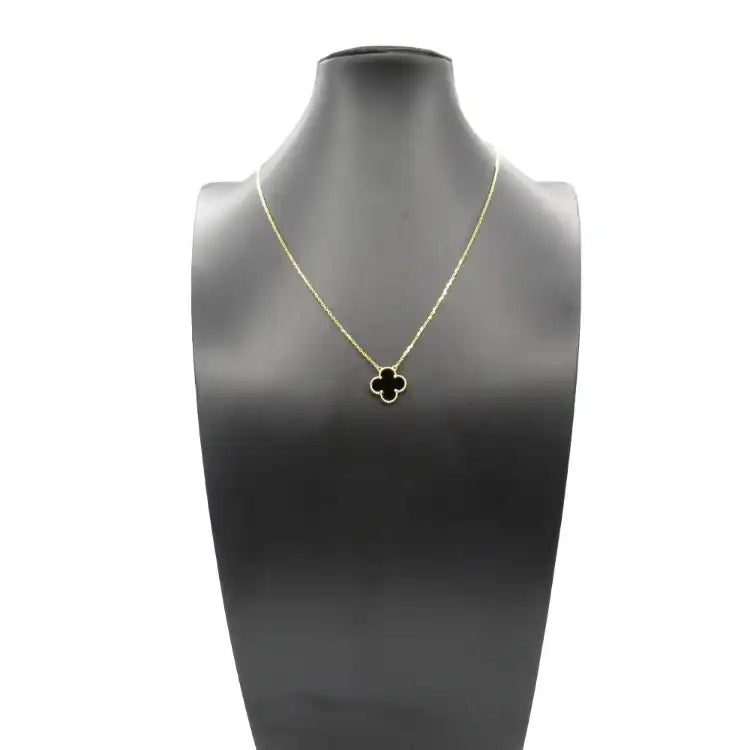 van cleef and arpels 18K Yellow Gold and Onyx Vintage Alhambra Pendant Necklace