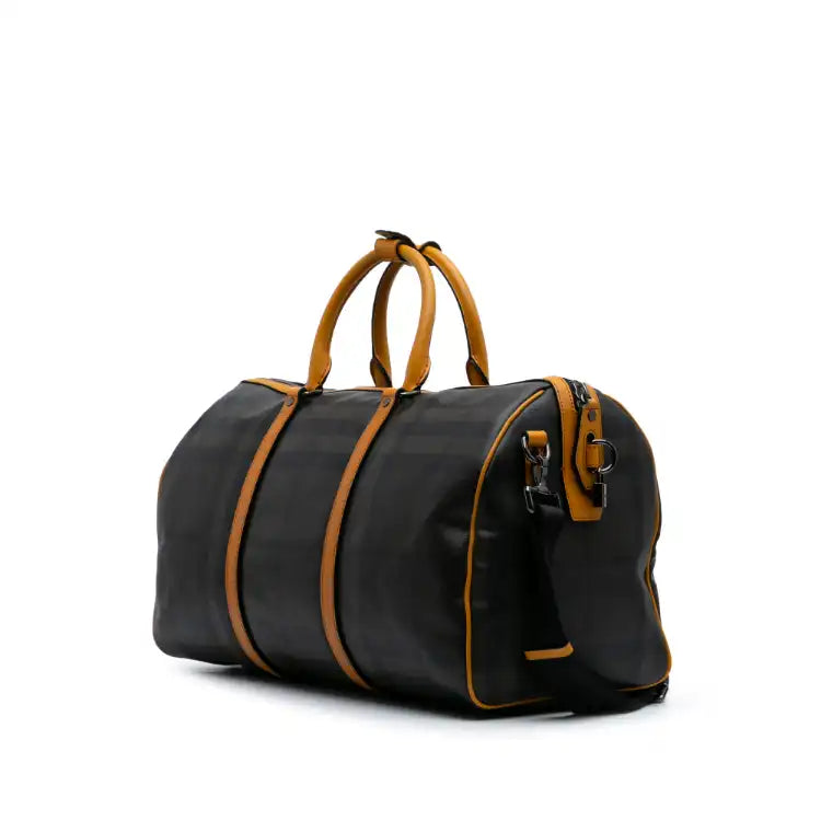 Burberry Smoke Check Coated Canvas Holdall Barrel Duffle Bag