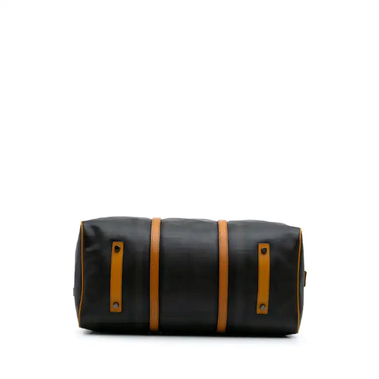 Burberry Smoke Check Coated Canvas Holdall Barrel Duffle Bag