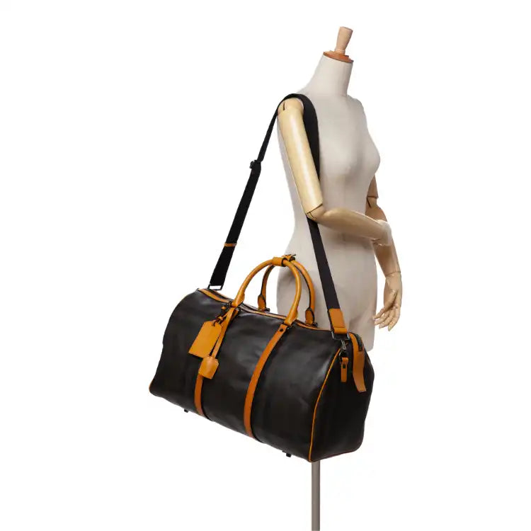 Burberry Smoke Check Coated Canvas Holdall Barrel Duffle Bag