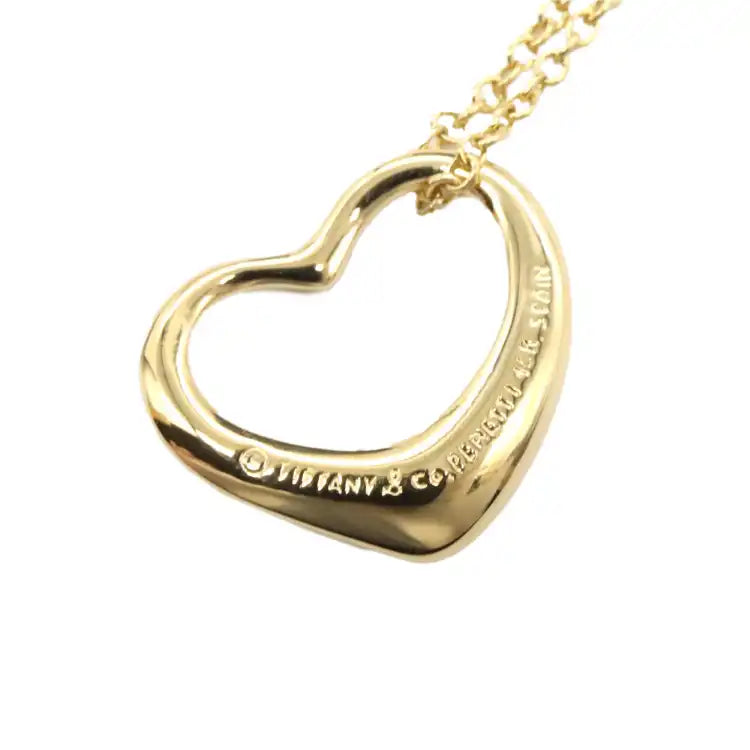 Tiffany 18K Yellow Gold Small Elsa Peretti Open Heart Pendant Necklace