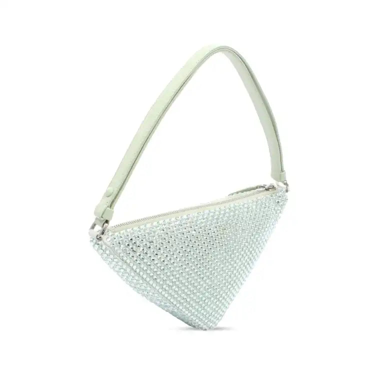 Prada Satin Crystal Embellished Triangle Pouch