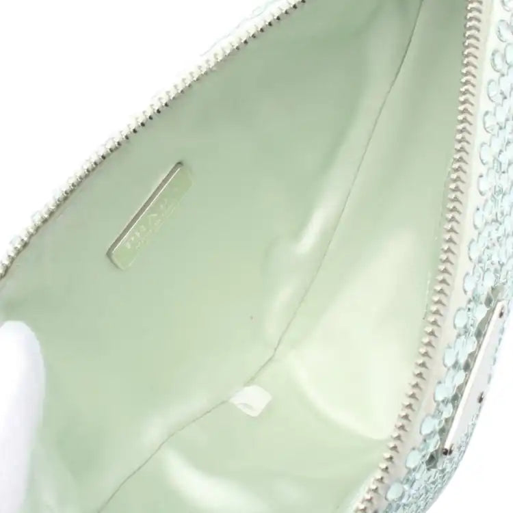 Prada Satin Crystal Embellished Triangle Pouch