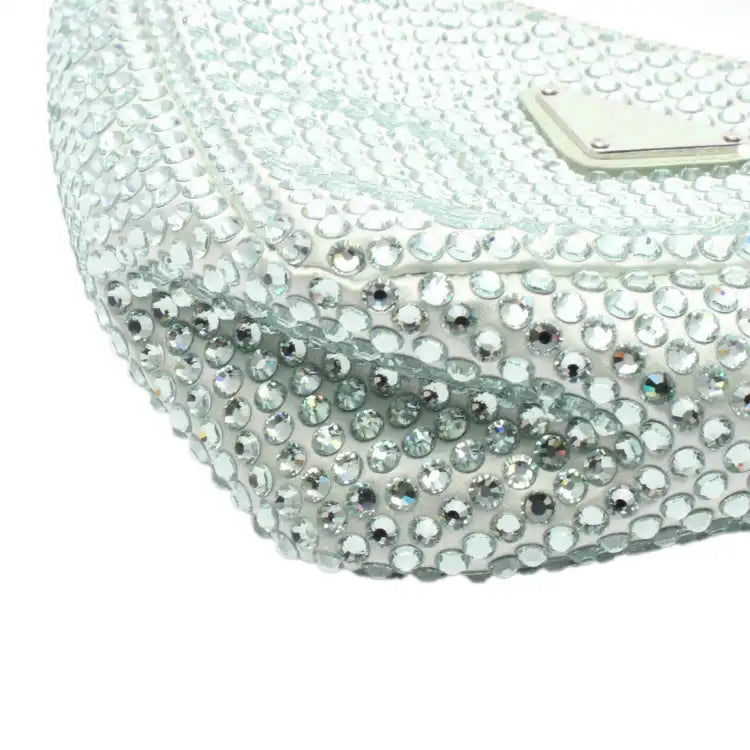 Prada Satin Crystal Embellished Triangle Pouch