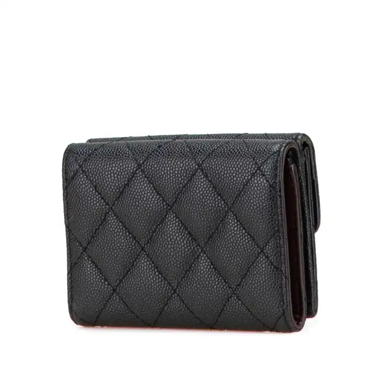 Chanel CC Quilted Caviar Trifold Wallet