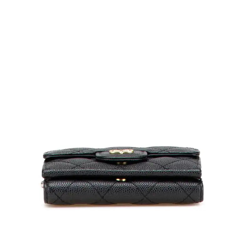 Chanel CC Quilted Caviar Trifold Wallet