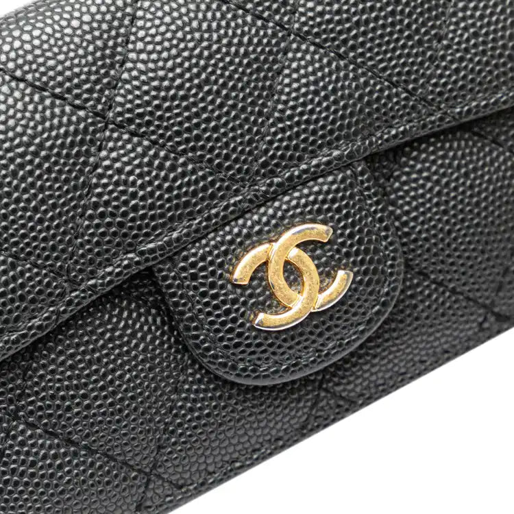 Chanel CC Quilted Caviar Trifold Wallet