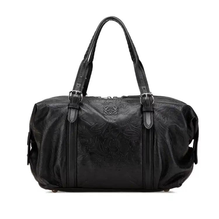 LOEWE Embossed Leather Canela Boston Bag