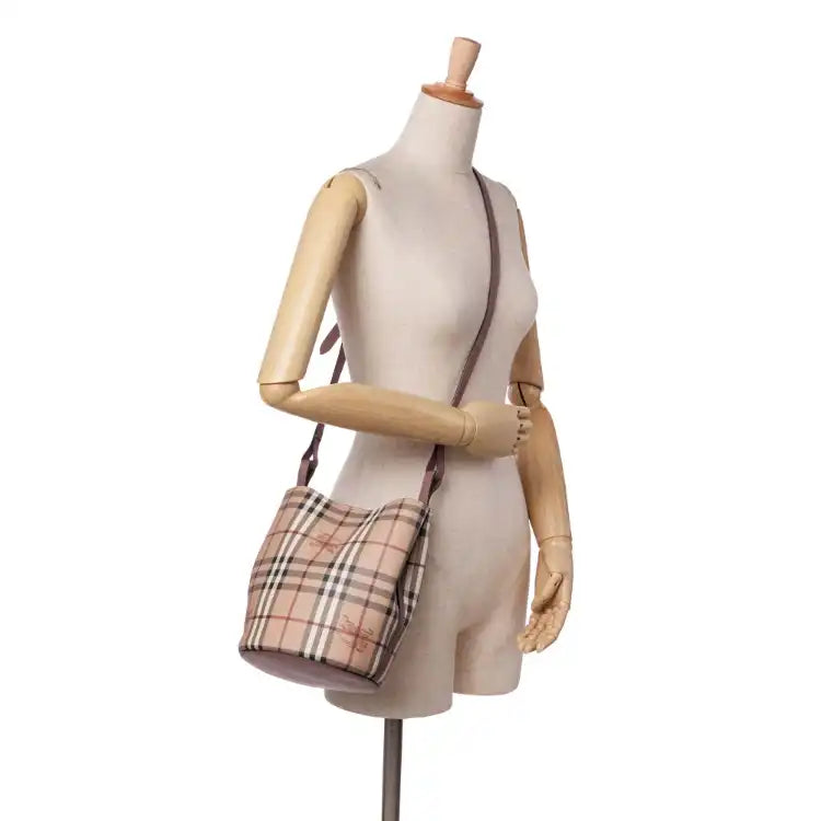 Burberry Haymarket Check Coated Canvas Lorne Bucket Bag