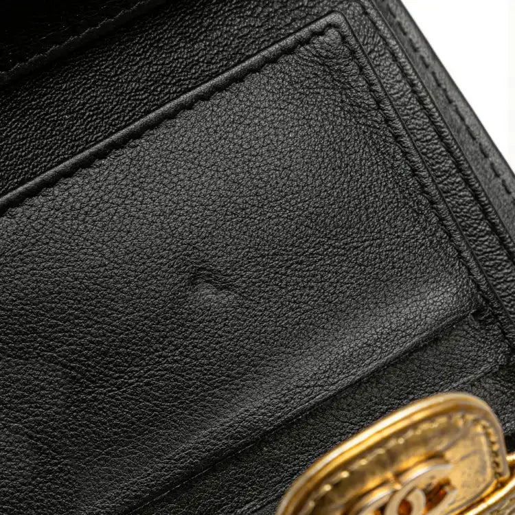 Chanel CC Metallic Calfskin Crocodile Embossed Compact Flap Wallet
