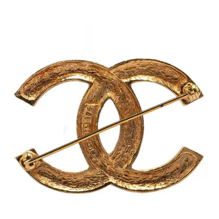 Chanel Gold Plated CC Crystal Brooch