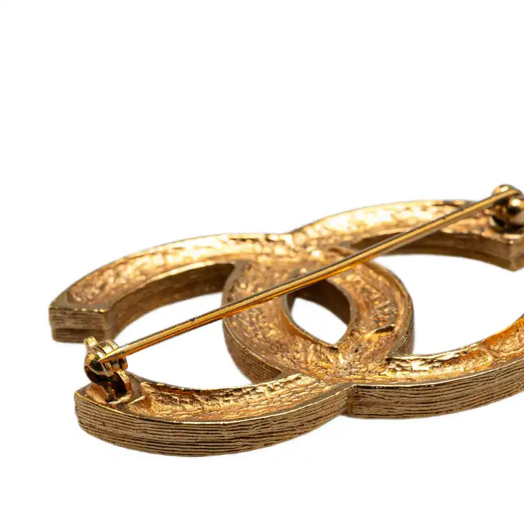 Chanel Gold Plated CC Crystal Brooch