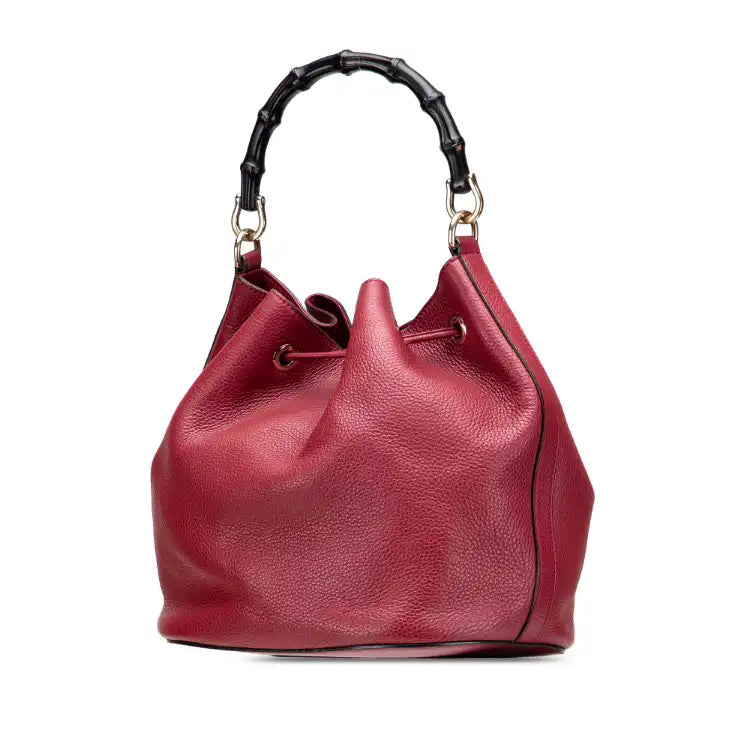Gucci Pebbled Calfskin Miss Bamboo Bucket Bag