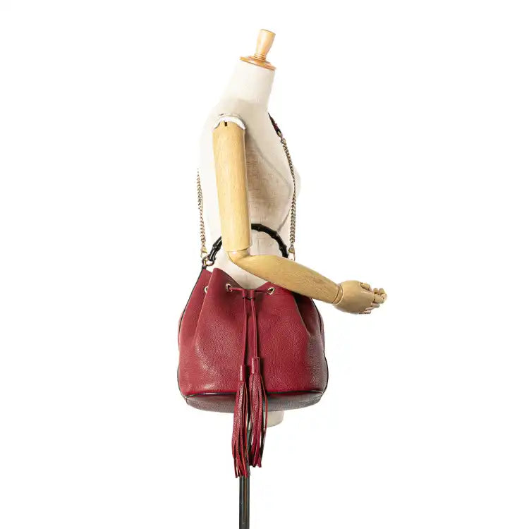 Gucci Pebbled Calfskin Miss Bamboo Bucket Bag