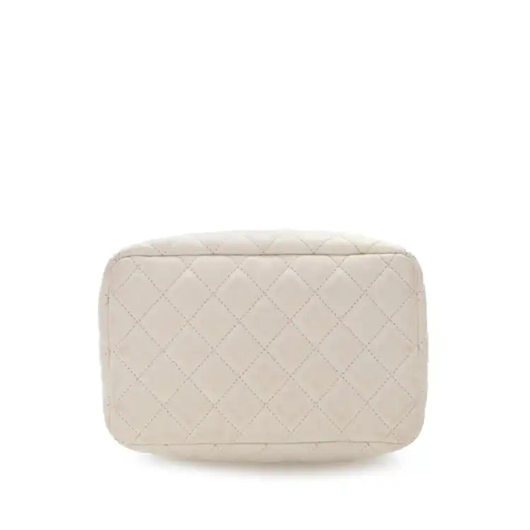 Chanel Small Quilted Caviar Flat Drawstring Chain Bucket Bag