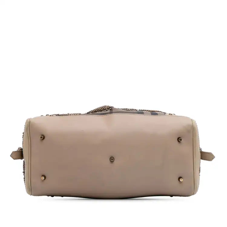 Burberry Smoke Check Coated Canvas Studded Heart Boston Bag