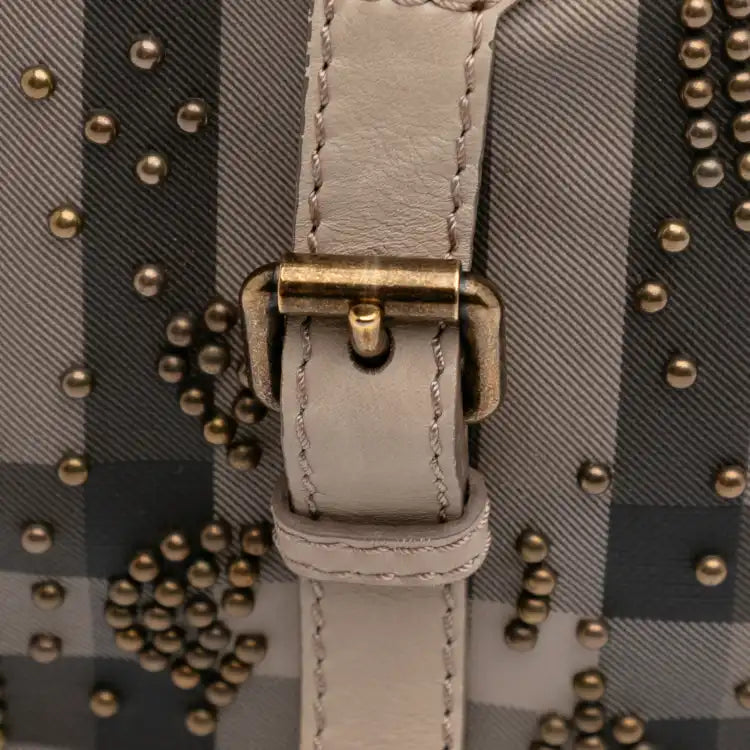Burberry Smoke Check Coated Canvas Studded Heart Boston Bag
