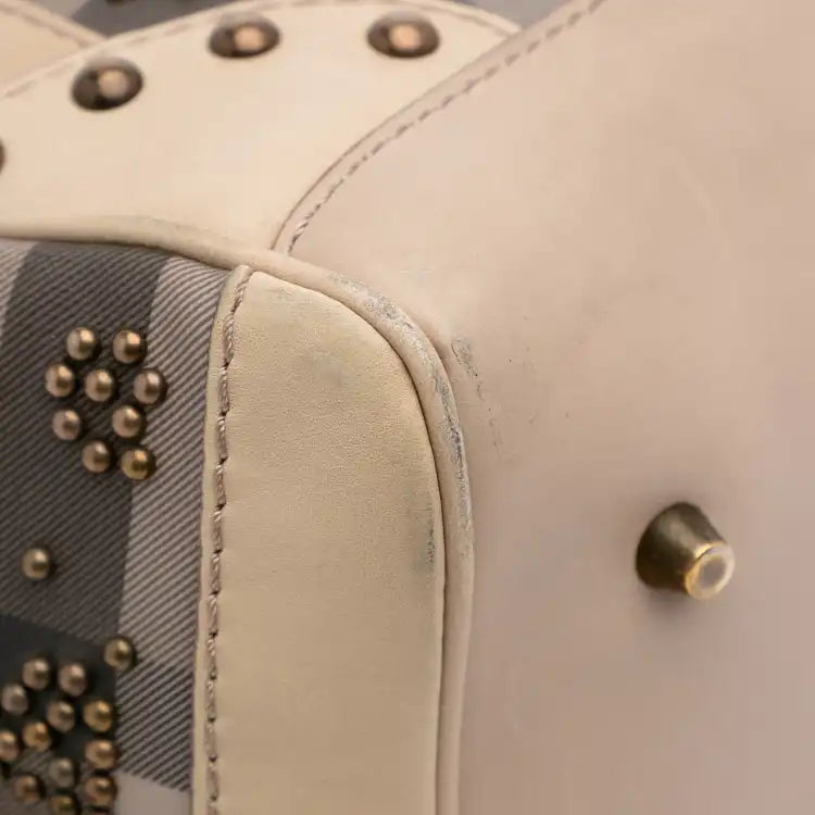 Burberry Smoke Check Coated Canvas Studded Heart Boston Bag