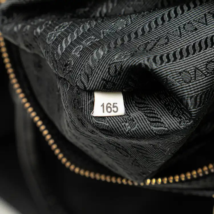 Prada Vernice Trimmed Tessuto Boston Bag