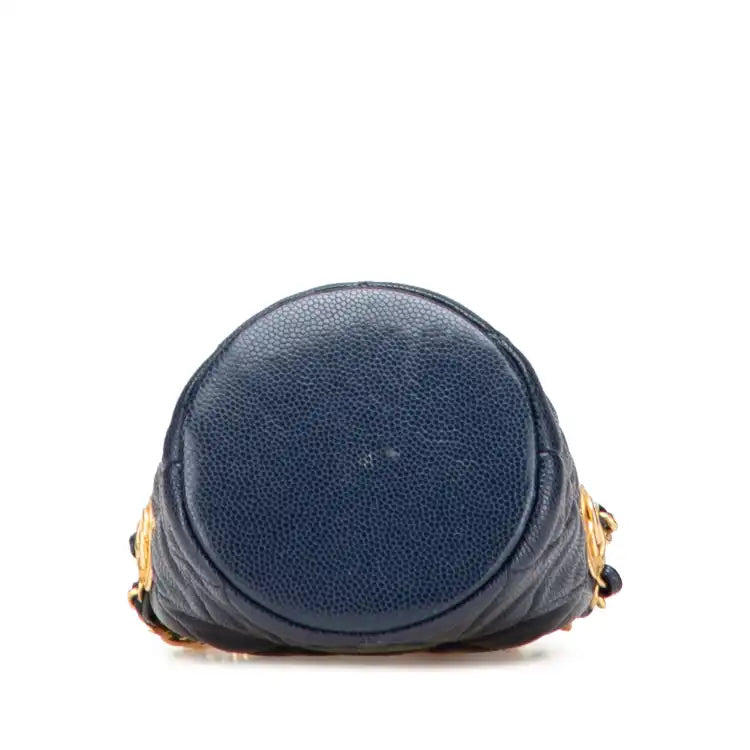 Chanel Mini Quilted Caviar Medallion Charms Drawstring Bucket Bag