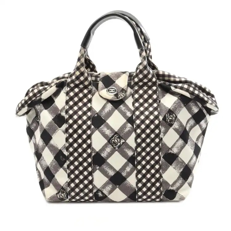 Chanel Small Canvas Printed CC Gingham Handbag